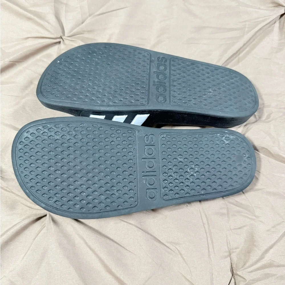 adidas Black and White Adilette Slide Sandals - Picture 3 of 3